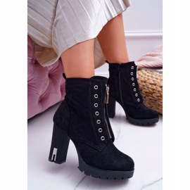 FRERY Bottes à Talons Pour Femmes Avec Fermeture Éclair Décorative En Daim Noir Imagine le noir 2