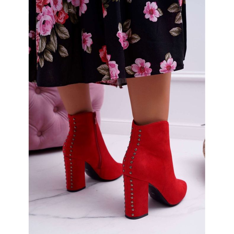 PS1 Bottes Femme À Talons Hauts Avec Rivets En Spitz Red Snack rouge 2