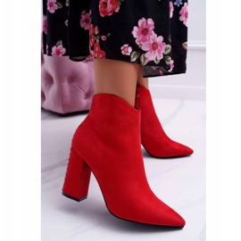 PS1 Bottes Femme À Talons Hauts Avec Rivets En Spitz Red Snack rouge 1