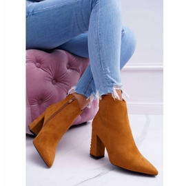 PS1 Bottines Femme À Talons Hauts Avec Rivets En Spitz RB23P Camel Snack brun 3