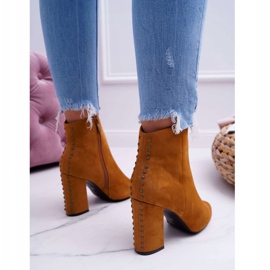 PS1 Bottines Femme À Talons Hauts Avec Rivets En Spitz RB23P Camel Snack brun 2