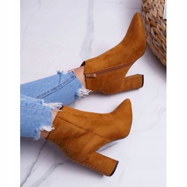PS1 Bottines Femme À Talons Hauts Avec Rivets En Spitz RB23P Camel Snack brun 6