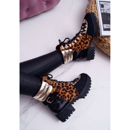 WIN Bottes Trappers Femme Talon Plat Imprimé Léopard Move On le noir 7