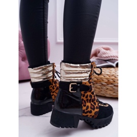 WIN Bottes Trappers Femme Talon Plat Imprimé Léopard Move On le noir 4