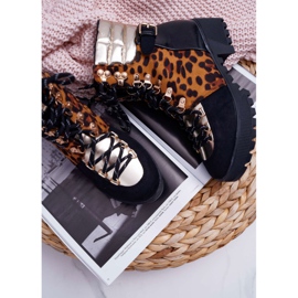 WIN Bottes Trappers Femme Talon Plat Imprimé Léopard Move On le noir 1