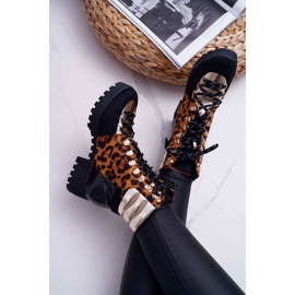 WIN Bottes Trappers Femme Talon Plat Imprimé Léopard Move On le noir 6