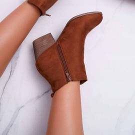 FB1 Bottines Femme Talon Haut Daim Camel Farre brun 6
