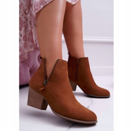 FB1 Bottines Femme Talon Haut Daim Camel Farre brun 4