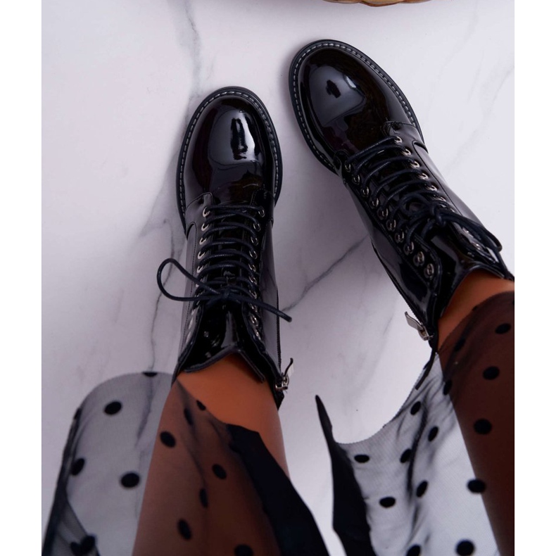 Bottines Femme Laquées Sur Un Talon Noir Insist 2