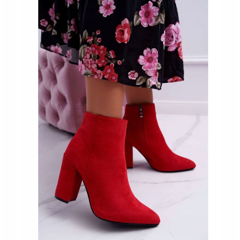 FW1 Boots femme à talon Daim Red Sharks rouge 1