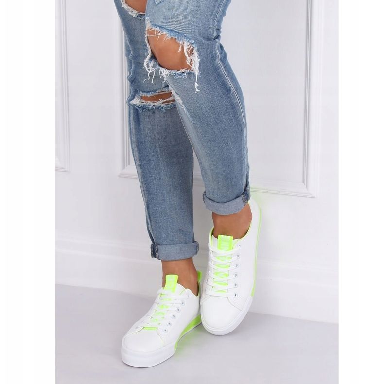 Baskets femme blanches et vertes A88-23 Vert 2