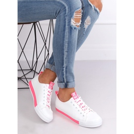 Baskets femme blanches et roses A88-23 Fushia 2