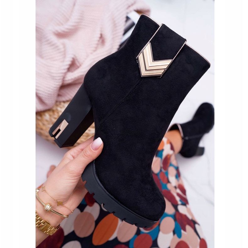 FE1 Bottes à talons pour femmes en daim chaud M319 Noir Midway 1