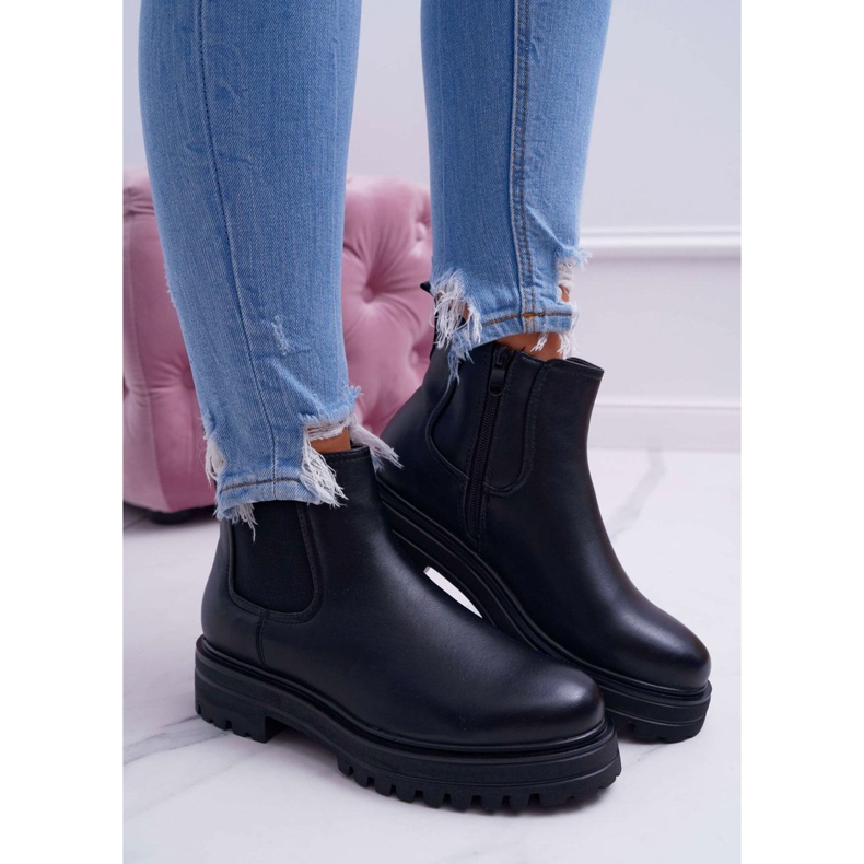 SEA Bottes pour femmes à talon plat Warm Black Orion le noir 1