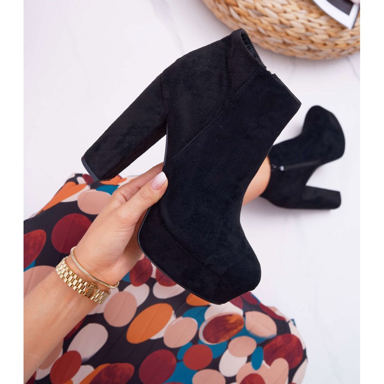 ADY Bottines Femme à Talon et Plateforme Daim Noir Celinne le noir 2