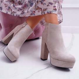 FW1 Bottines Femme à Talon et Plateforme Daim Beige Celinne 4