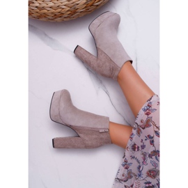 FW1 Bottines Femme à Talon et Plateforme Daim Beige Celinne 5