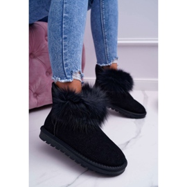 HAN Bottes de neige pour femmes avec fourrure en cuir suédé noir Memento 2