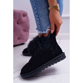 HAN Bottes de neige pour femmes avec fourrure en cuir suédé noir Memento le noir 1