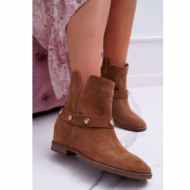 Boots Femme Laura Messi 1890 Cuir Daim Dark Camel Darmah brun 1