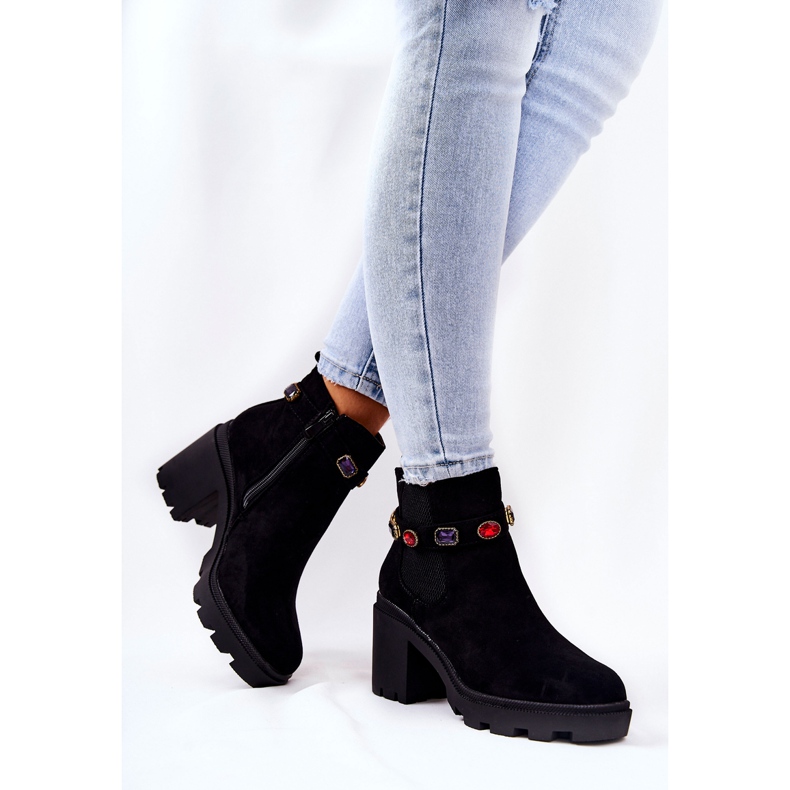 SEA Boots Femme Talon Avec Cristaux Noir Macbeth 2