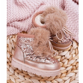 FRROCK Bottes De Neige Enfant Avec Fourrure Champagne Minnie Mouse rose 1