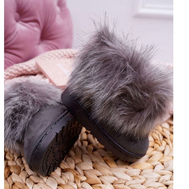 FRROCK Bottes De Neige Enfant Avec Fourrure Gris Petit Renard 2
