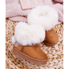 FRROCK Bottes de neige pour enfants avec fourrure Camel Kiks brun 2