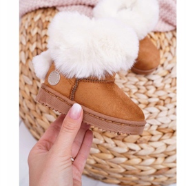 FRROCK Bottes de neige pour enfants avec fourrure Camel Kiks brun 1
