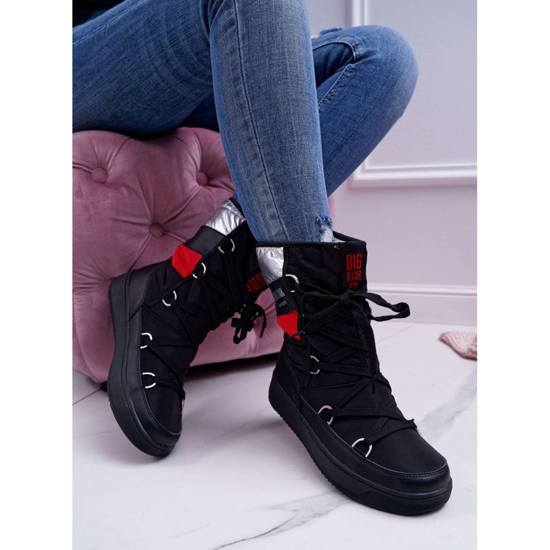 Bottes de neige chaudes noires pour femmes avec fourrure Big Star EE274656 le noir 1