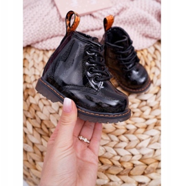 FRROCK Boots Enfant Laquées avec une fermeture éclair Noir Omua 1