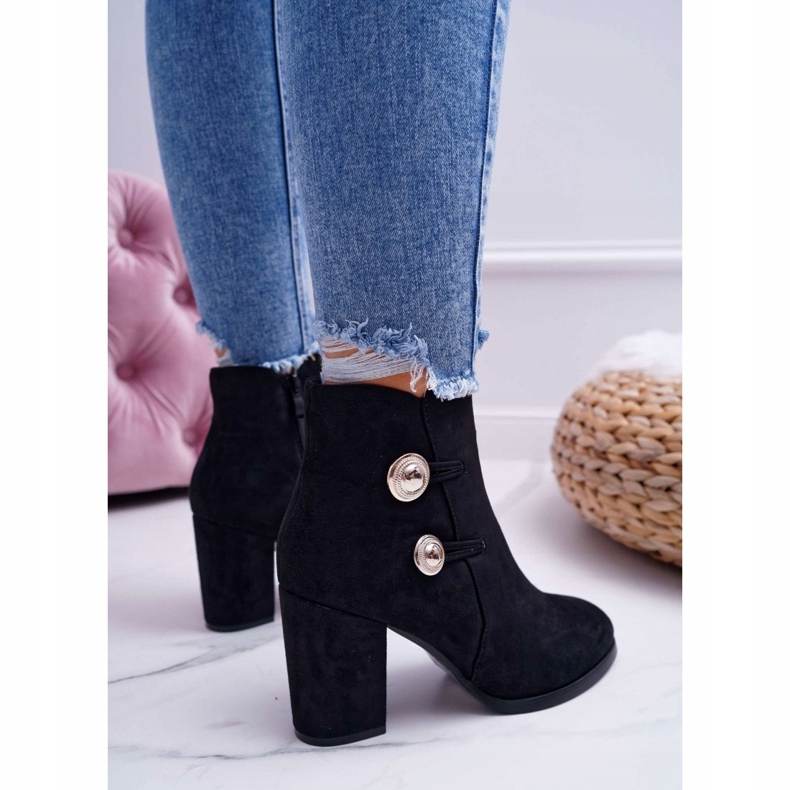 S.Barski Boots Daim Femme sur talon Noir Barski 73-2 2