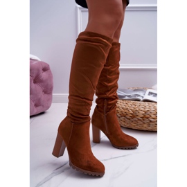 EVE Bottines Femme Talon Daim Camel Marion brun 2