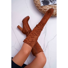 EVE Bottines Femme Talon Daim Camel Marion brun 5
