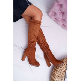 EVE Bottines Femme Talon Daim Camel Marion brun 1