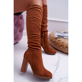 EVE Bottines Femme Talon Daim Camel Marion brun 4