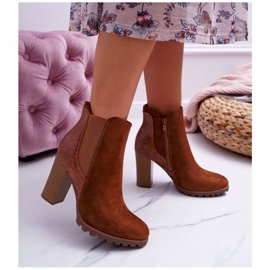 Bottines Femme Talon Haut Camel Mondego brun 1