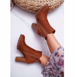 Bottines Femme Talon Haut Camel Mondego brun 3