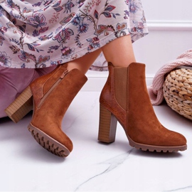 Bottines Femme Talon Haut Camel Mondego brun 2