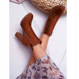 Bottines Femme Talon Haut Camel Mondego brun 4