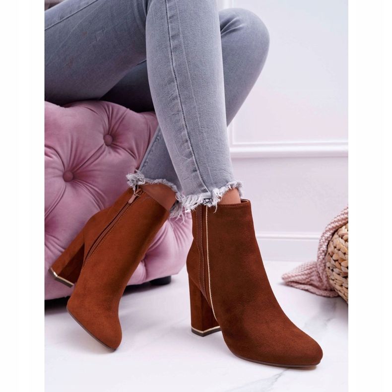 FE1 Bottines Femme Talon Haut Camel Domeno brun 2 FE1 Bottines Femme Talon Haut Camel Domeno brun 2