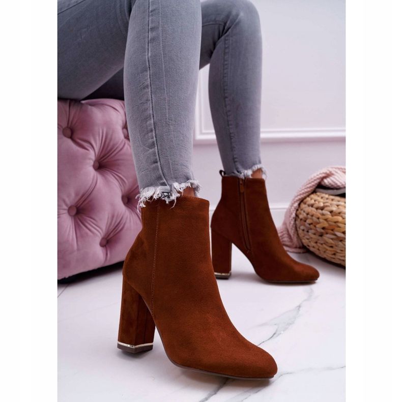 Bottines Femme Talon Haut Camel Sadie brun 1