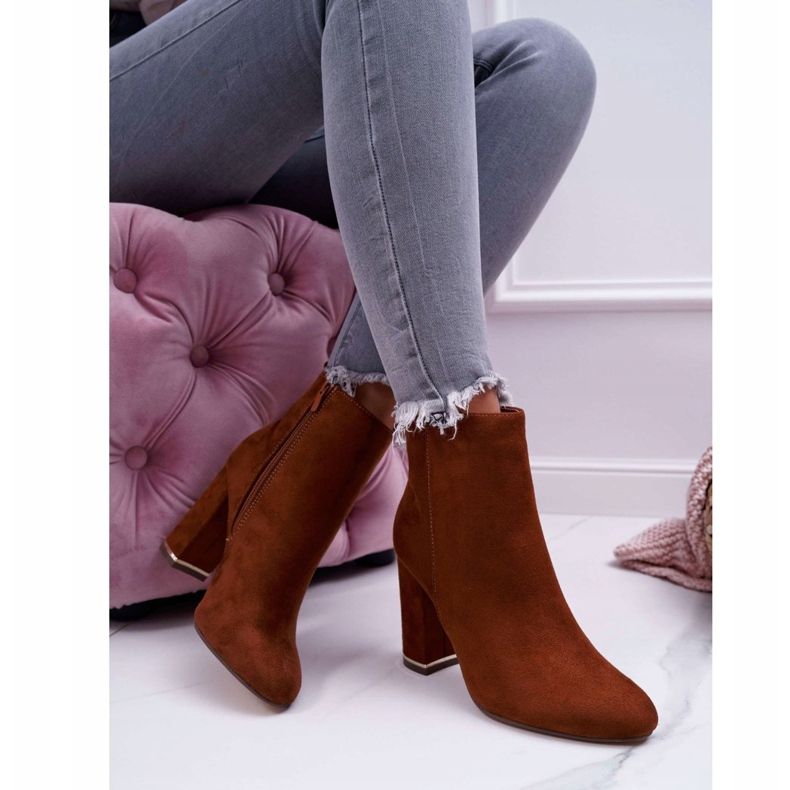 Bottines Femme Talon Haut Camel Sadie brun 2