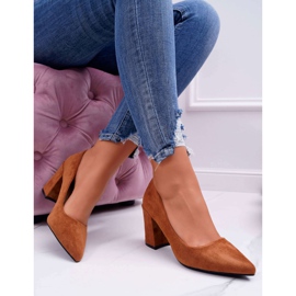 FRJ Escarpins à Talons pour Femmes en Daim Camel Femmini brun 2
