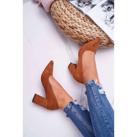 FRJ Escarpins à Talons pour Femmes en Daim Camel Femmini brun 4
