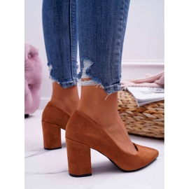 FRJ Escarpins à Talons pour Femmes en Daim Camel Femmini brun 3