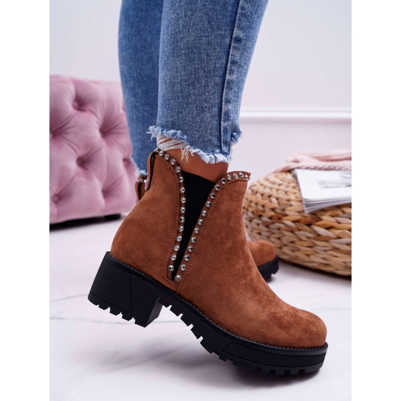 FRBS Bottines Chelsea Femme Avec Cubic Zirconia Camel Sissy brun 2 FRBS Bottines Chelsea Femme Avec Cubic Zirconia Camel Sissy brun 2