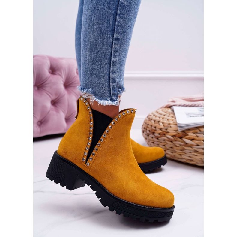 FRBS Bottes Jodhpur Pour Femmes Avec Cubic Zirconia Jaune Sissy 2