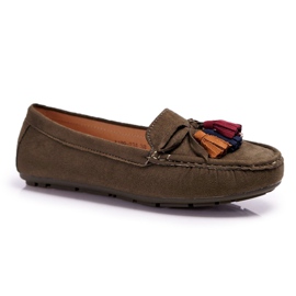 S.Barski Mocassins Femme Daim Kaki S. Barki A199 Mohabe vert 5