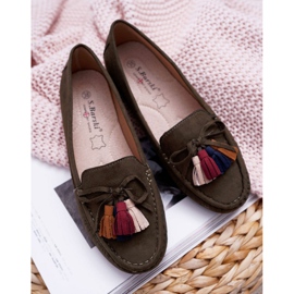 S.Barski Mocassins Femme Daim Kaki S. Barki A199 Mohabe vert 4